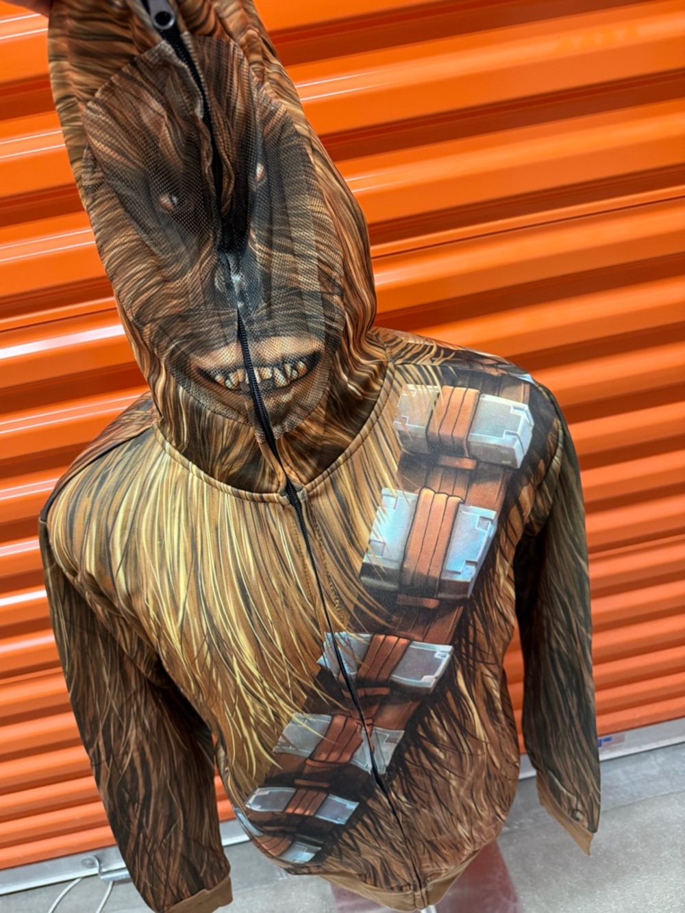 NWT Star Wars Chewbacca Full-Zip Hoodie with Mask Print - Brown